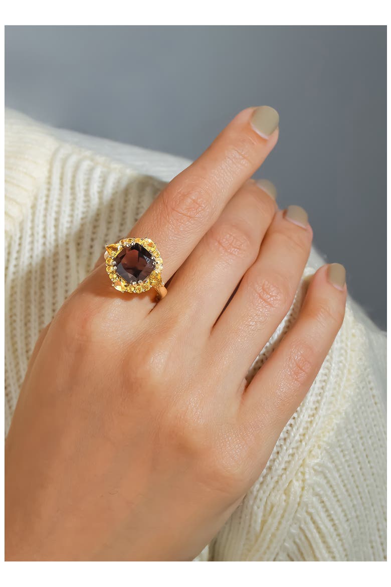 Smoky Quartz & Citrine Ring, Alternate, color, BROWN