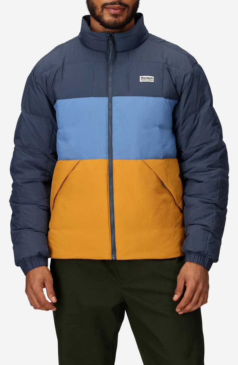 Marmot Ares Packable Recycled Nylon 700 Fill Power Down Puffer Jacket, Main, color, Thndrhd/Rncld/Hnyglz