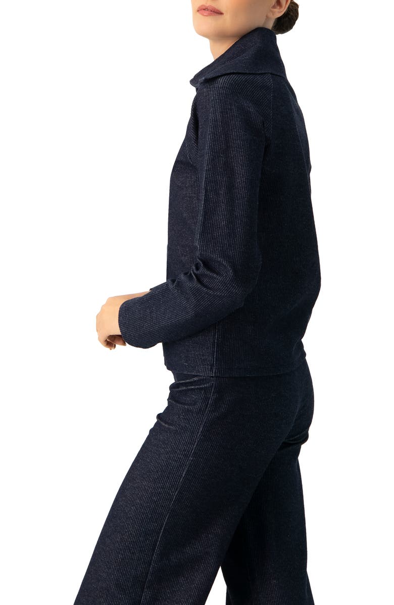 IVONNE Ribbed Knit Sweater with Neckline Zipper, Alternate, color, Navy Blue