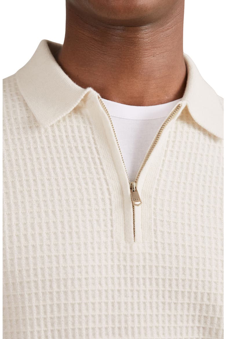 Hamilton Textured Long Sleeve Wool Quarter Zip Polo, Alternate, color, OFF WHITE