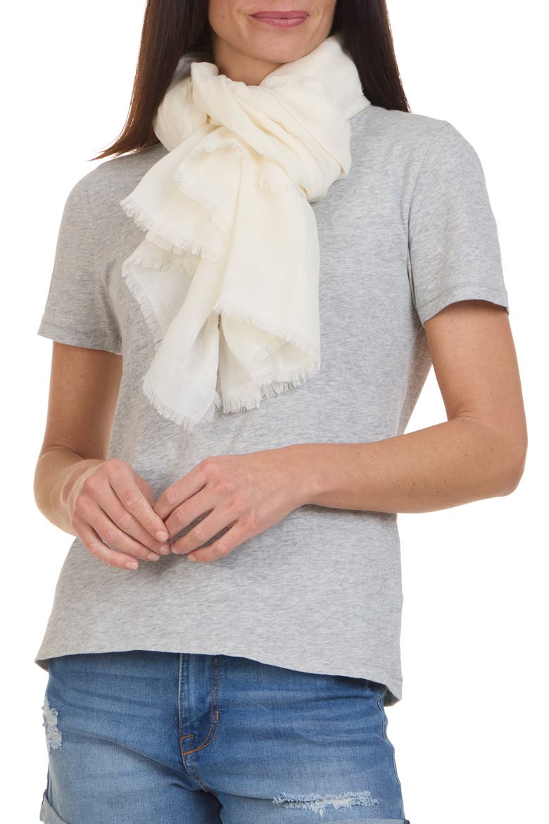 Stripe Cotton Gauze Scarf, Main, color, WHITE