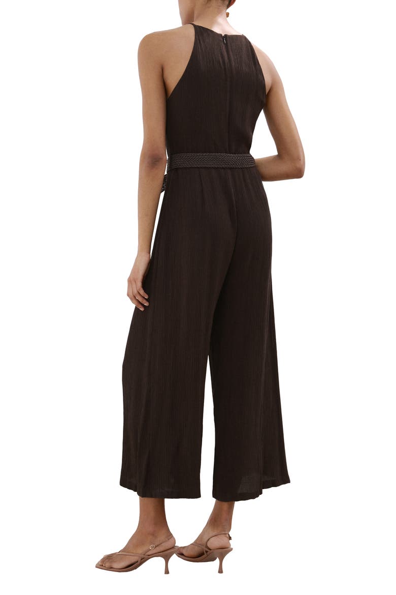Belted Sleeveless Crop Jumpsuit, Alternate, color, CHOCOLATE
