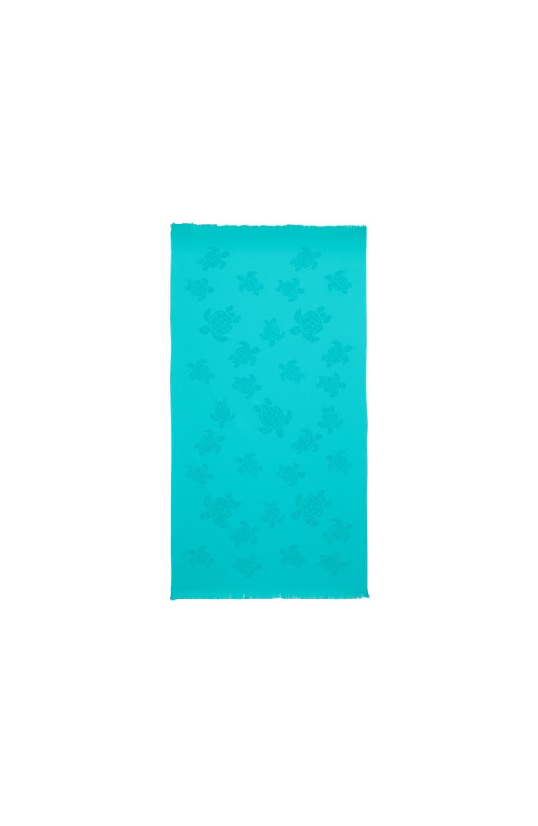 Vilebrequin Beach Fouta in Cotton Jacquard Turtles, Main, color, Vert Disco