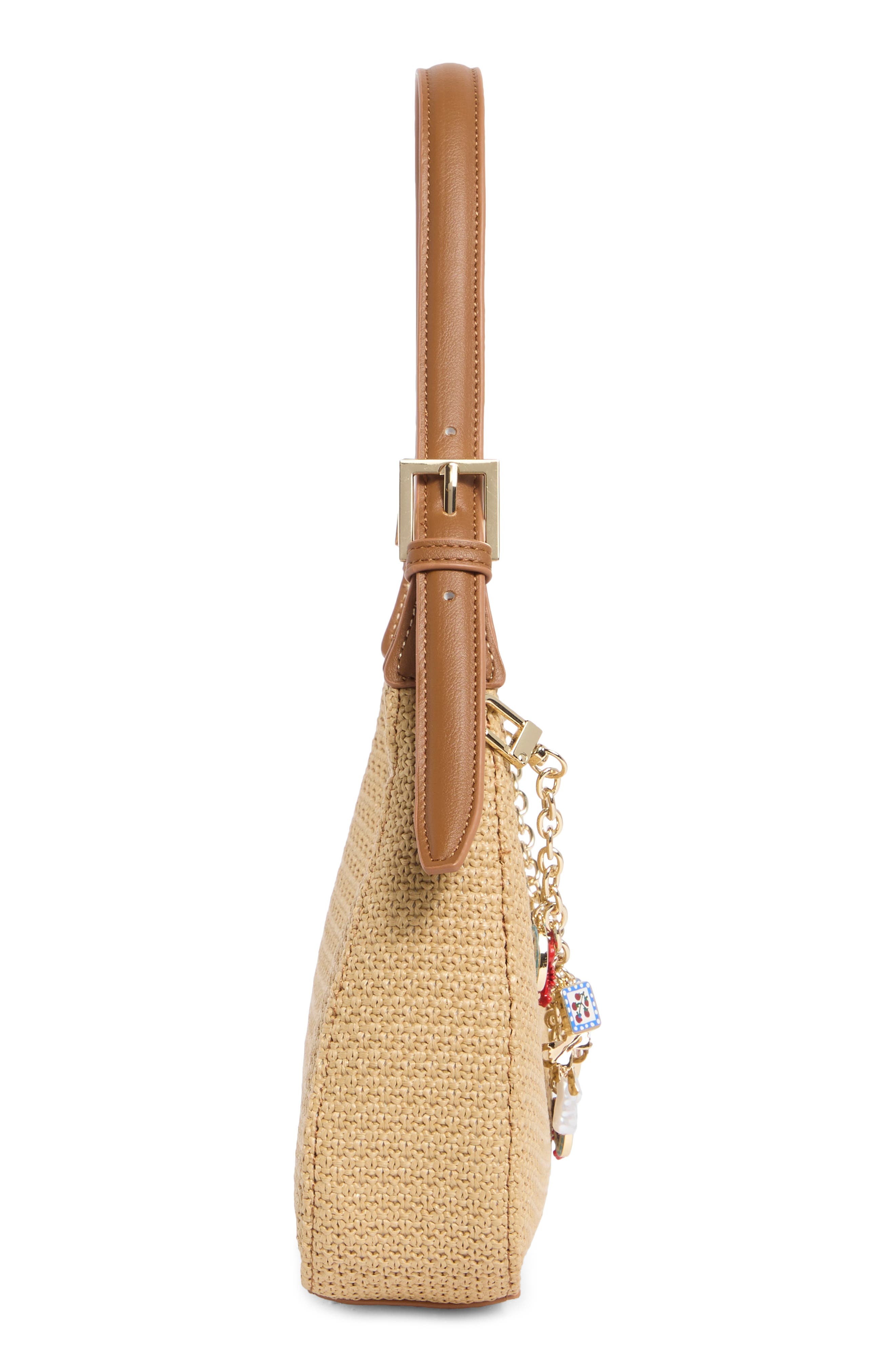 Madden Girl Straw Shoulder Bag, Alternate, color, Natural