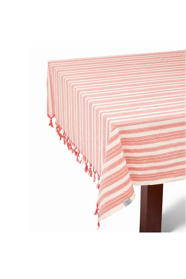 Andana Striped Tablecloth Set, Alternate, color, Magenta