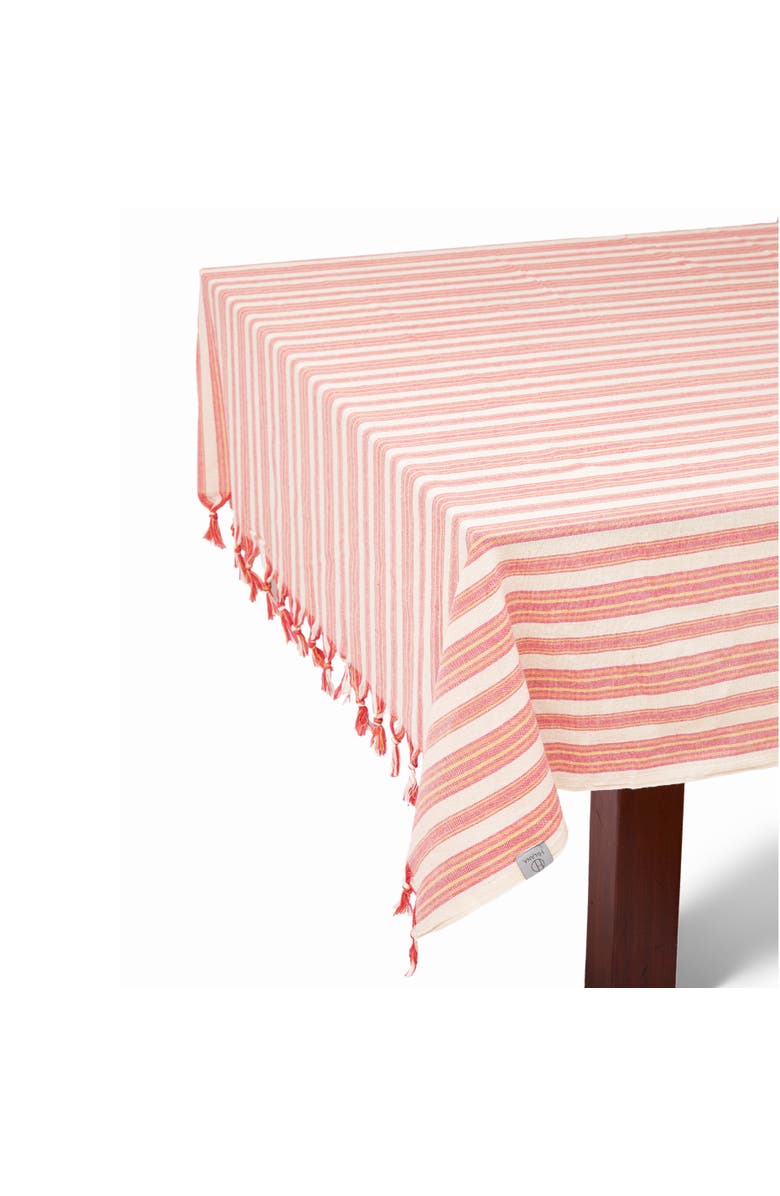 Eco Hilana Andana Striped Tablecloth Set, Alternate, color, Magenta