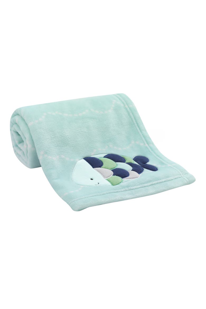 Oceania Nautical Fish Luxury Coral Fleece Baby Blanket, Main, color, Blue