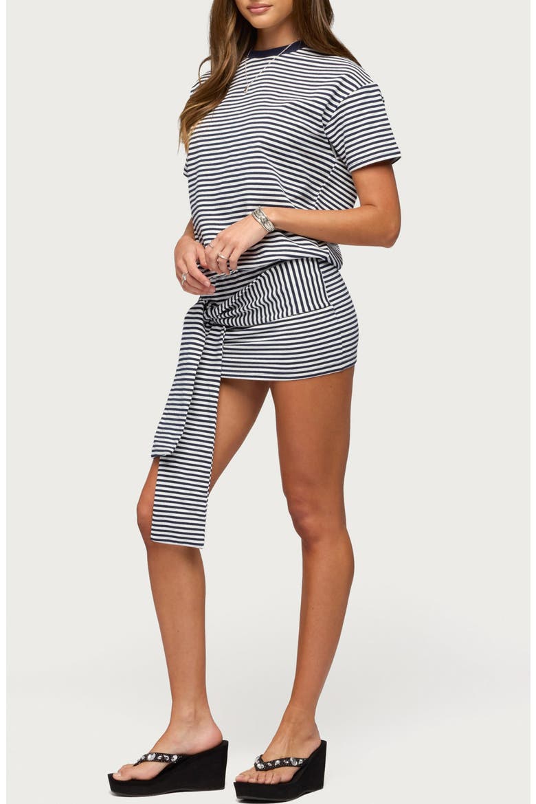 Ardeney Stripe Tie Waist T-Shirt Minidress, Alternate, color, NAVY
