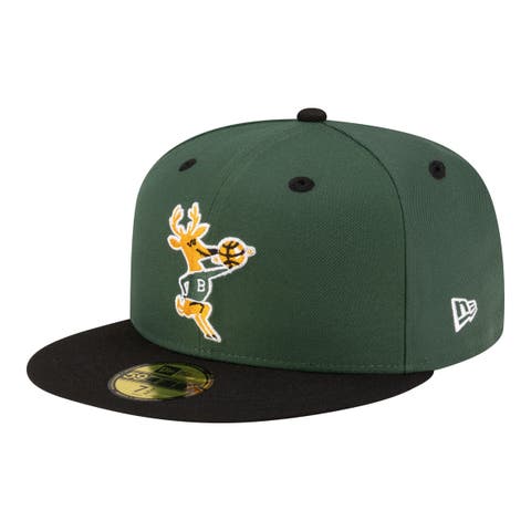 Men's New Era  Hunter Green/Black Milwaukee Bucks 80s Throwback 59FIFTY Fitted Hat