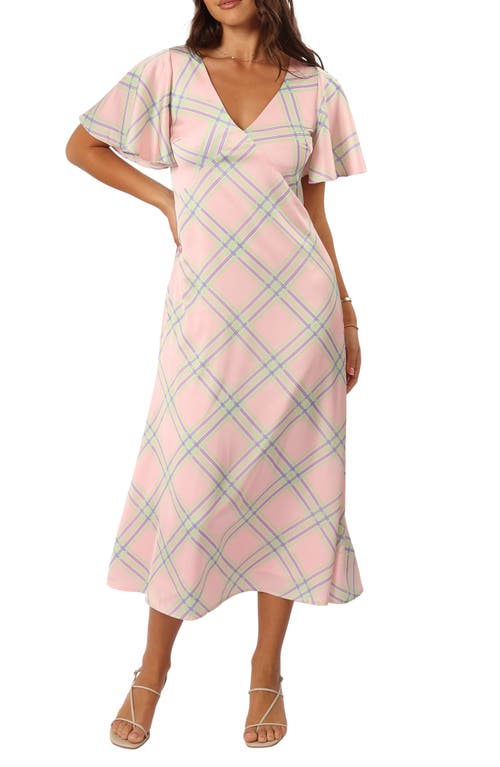 Petal & Pup Jess Check Tie Back Midi Dress in Pink Check 