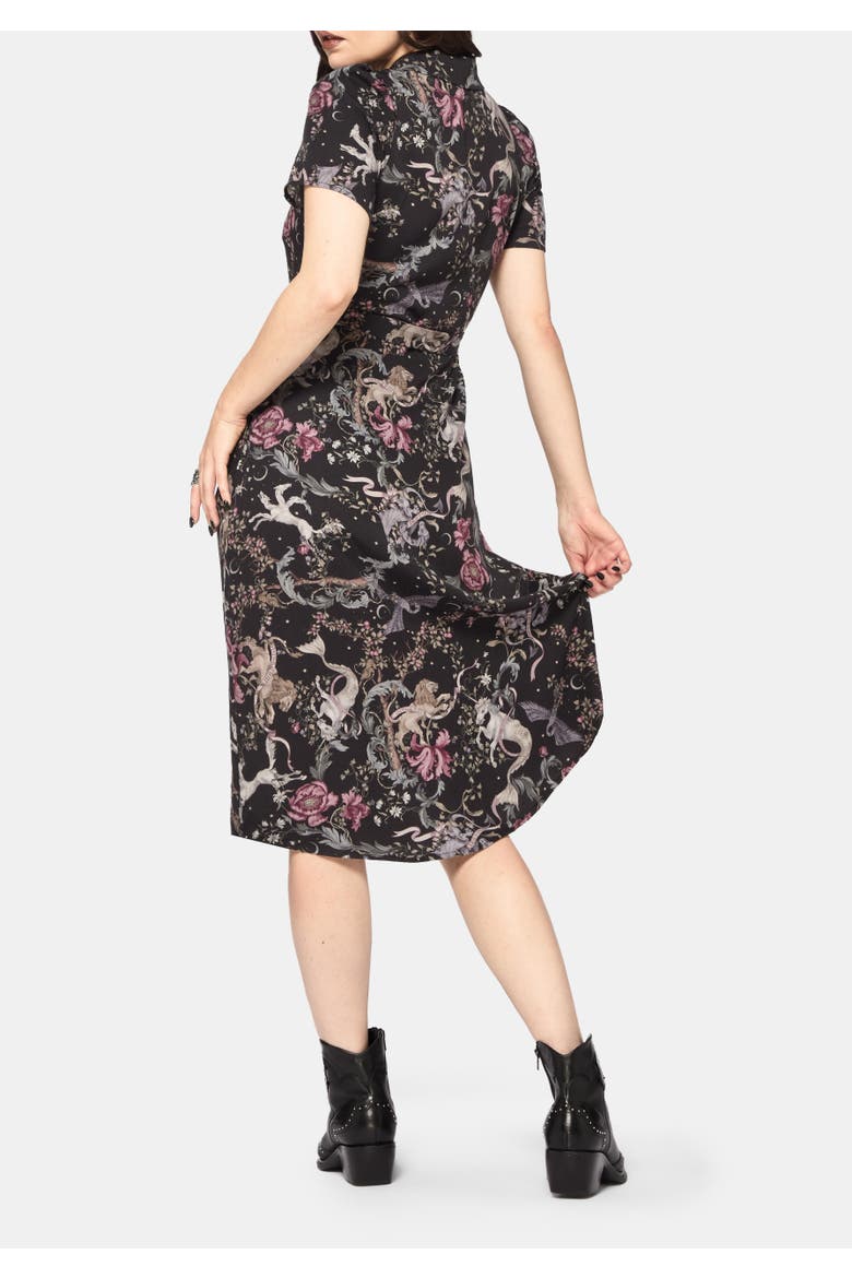 Merunicorn Enchanted Forest Shirt Dress, Alternate, color, Black