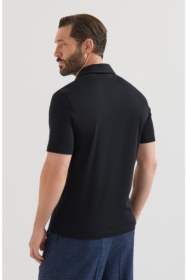 Cotton jersey polo with shirt-style collar, Alternate, color, Navy Blue