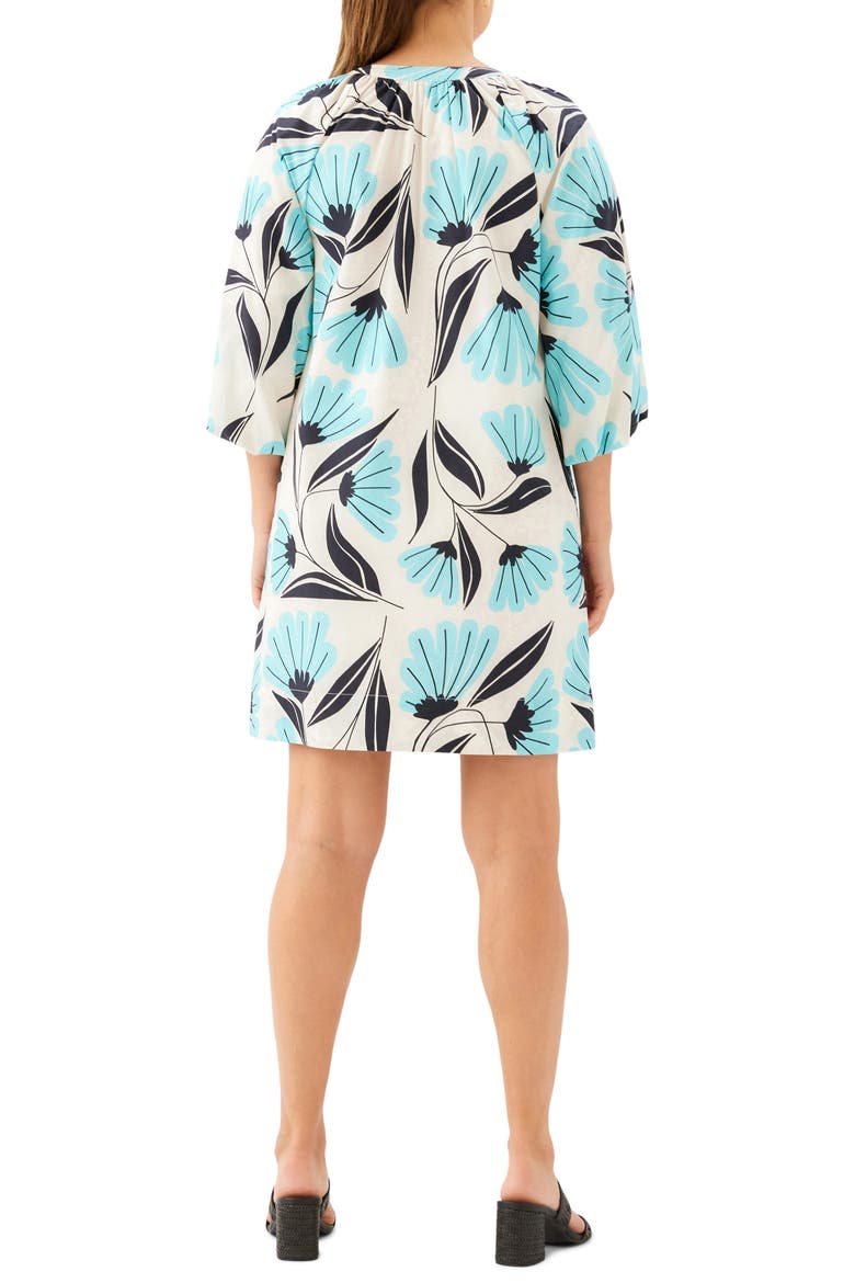 Puff Sleeve Cotton Peasant Minidress, Alternate, color, PRINT