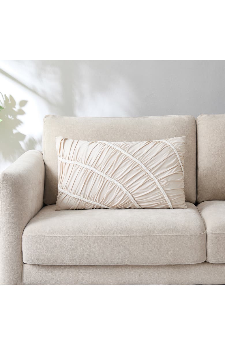 LUSH DECOR Flora Flow Cotton Pillow Cover, Alternate, color, Cream