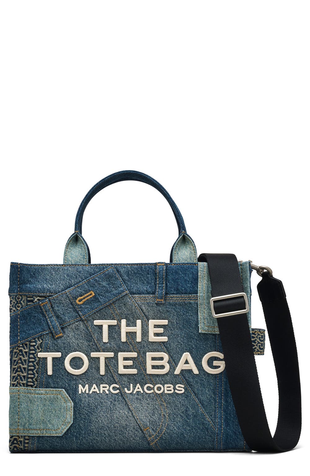 The Deconstructed Denim Medium Tote Bag, color, INDIGO MULTI