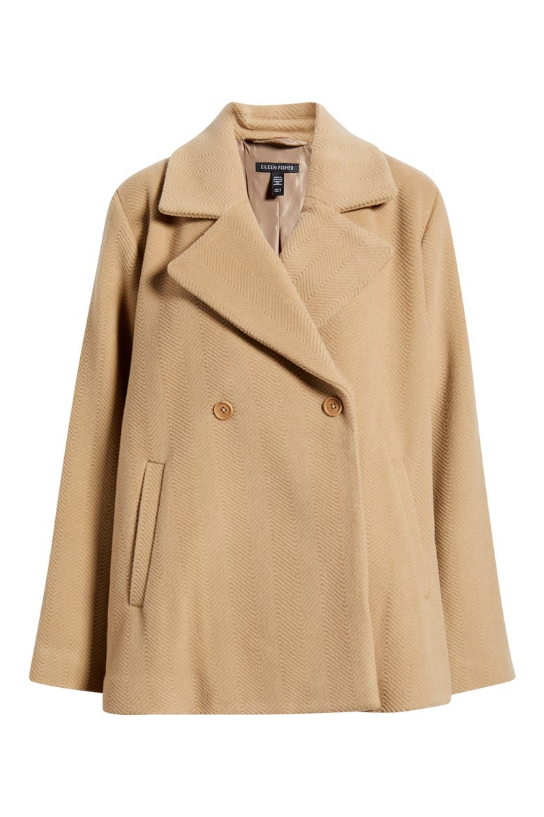 Herringbone Wool Swing Coat, Alternate, color, BISCUIT