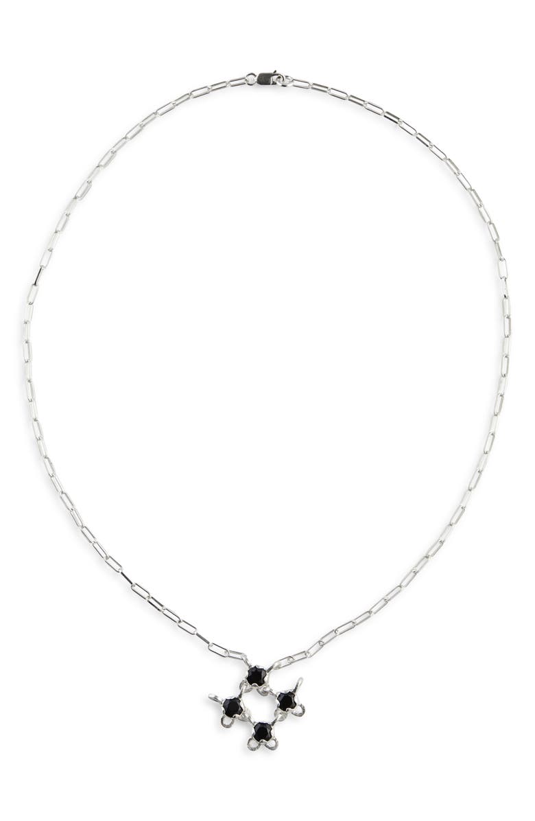 SHANA CAVE Mini Gem Fabric Pendant Necklace, Main, color, Black Onyx