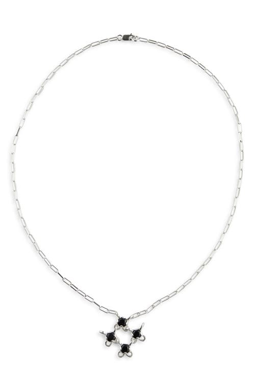 Shana Cave Mini Gem Fabric Pendant Necklace In Black