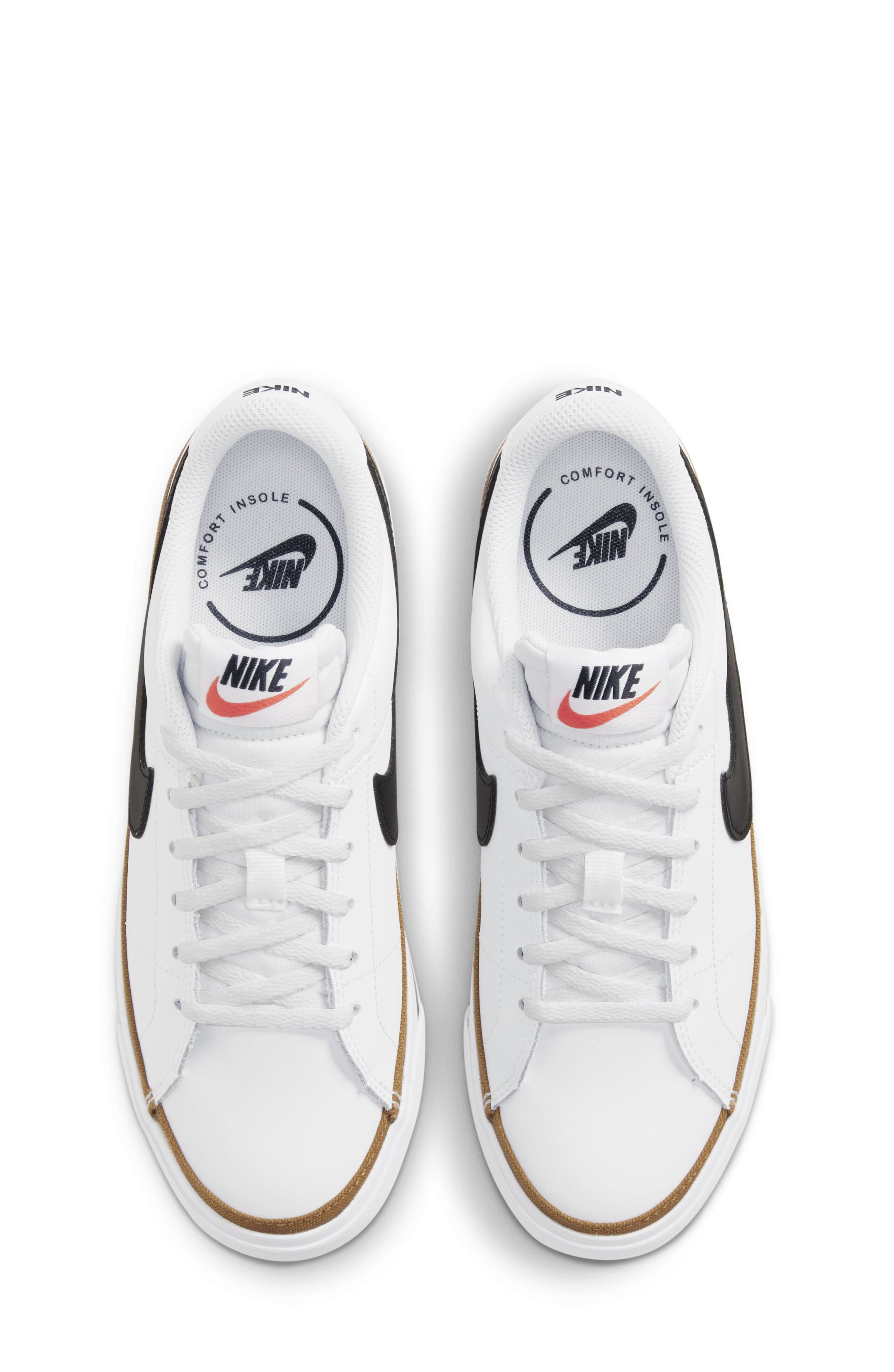 Nike Kids' Court Legacy Sneaker, Alternate, color, White/ Black/ Ochre/ Brown