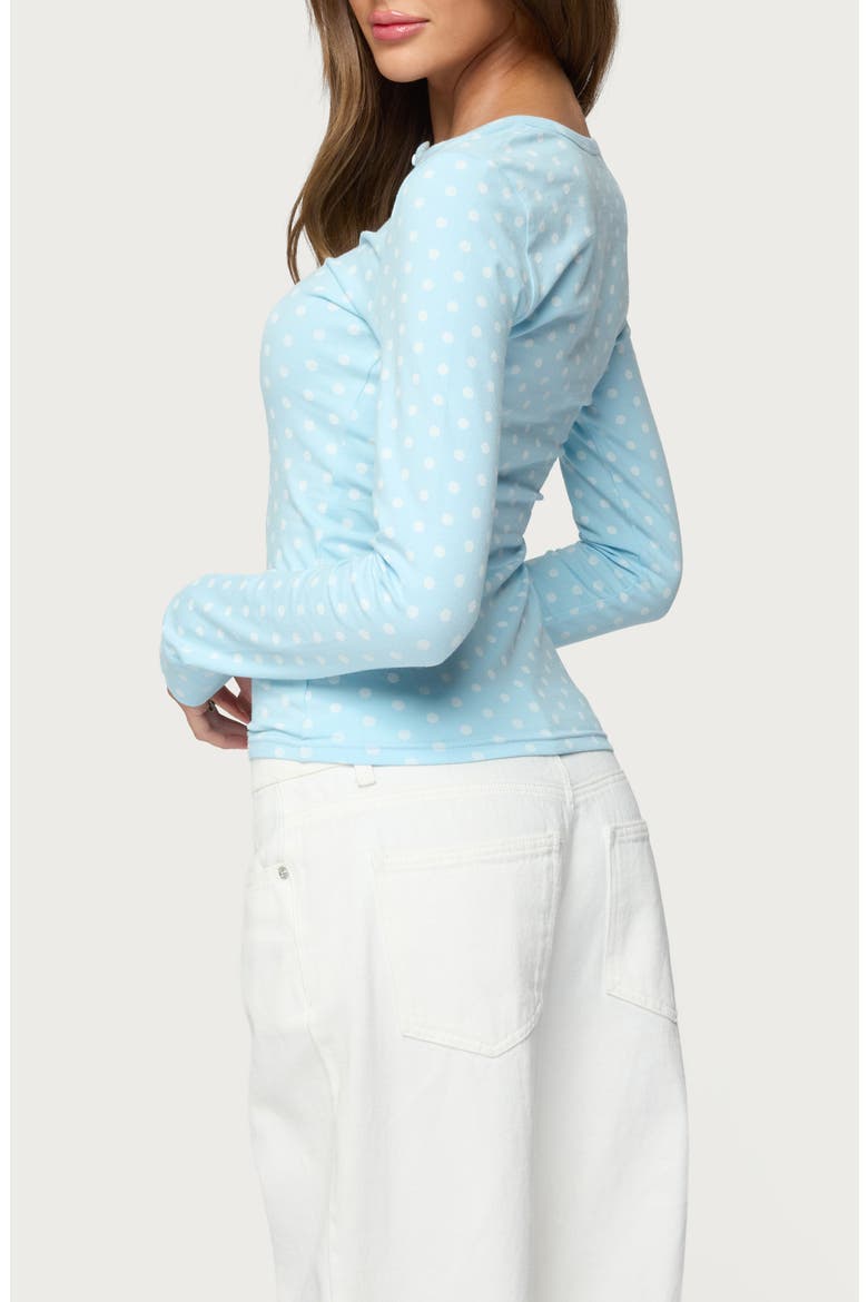 Keana Dot Crop Henley Top, Alternate, color, LIGHT-BLUE