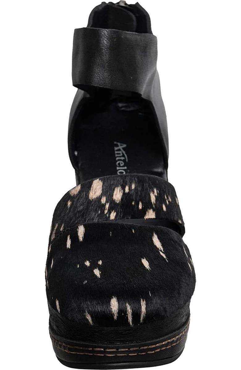 ANTELOPE Ramos Genuine Calf Hair Platform Wedge Sandal, Alternate, color, Black