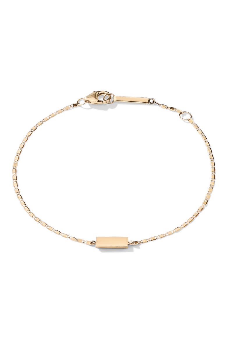 Petite Malibu 14K Gold Tag Bracelet, Main, color, YELLOW