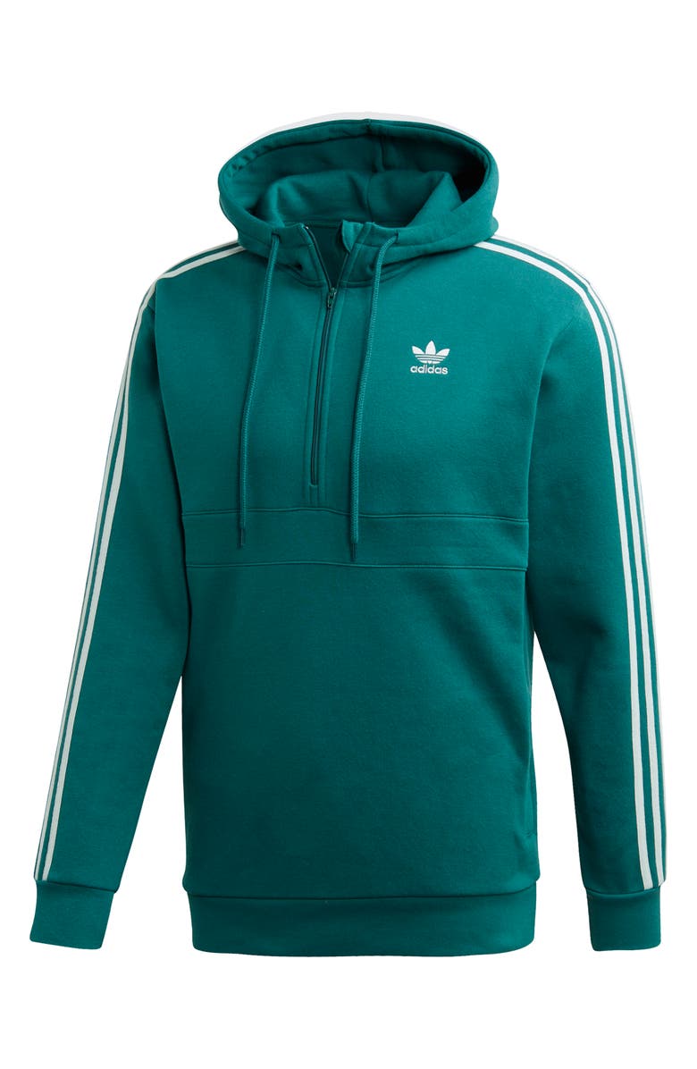 adidas Originals 3-Stripes Half Zip Pullover Hoodie, Alternate, color,