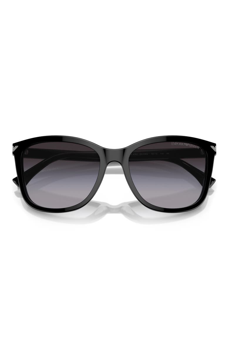 56mm Gradient Square Sunglasses, Alternate, color, SHINY BLACK / GRADIENT GREY