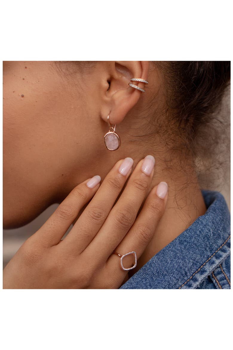 Siren Semiprecious Stone Drop Earrings, Alternate, color, ROSE GOLD/ ROSE QUARTZ