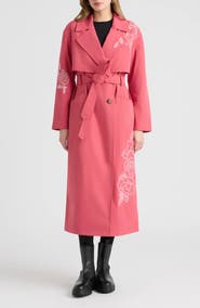 NVLT Embroidered Belted Trench Coat