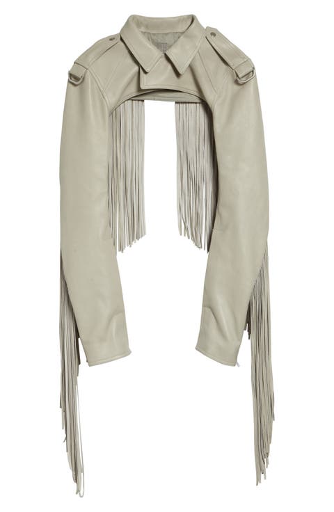 Fringe Leather Microbiker Jacket