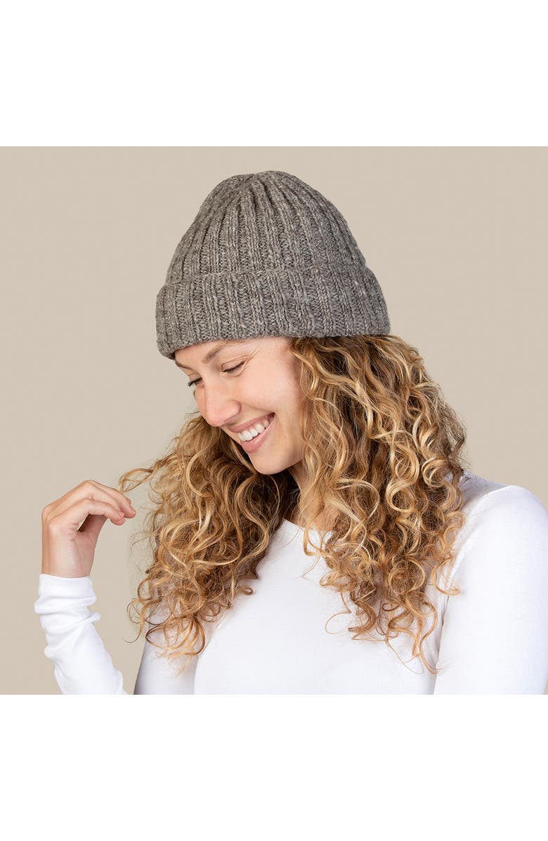 Feelgoodz Women's Artisan Hand-Knit Denali Ribbed Wool Beanie Hat, Alternate, color, Gale