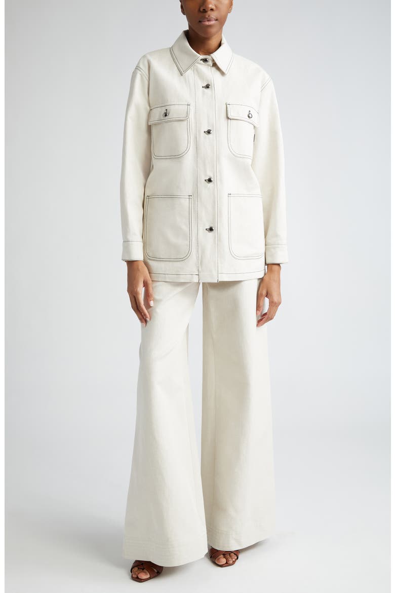Oboli Cotton & Linen Wide Leg Utility Pants, Alternate, color, IVORY