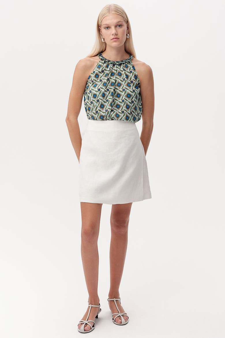 Carressa Elasticated Waist Linen Woven Shorts, Alternate, color, White