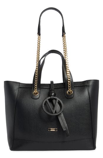 Valentino By Mario Valentino Sophie Medallion Leather Tote Bag In Black