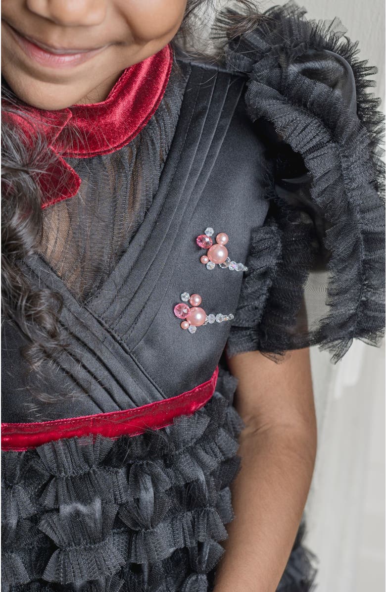 Petite Maison Kids Kylie Tulle and Organza Dress, Alternate, color, Black And Burgundy