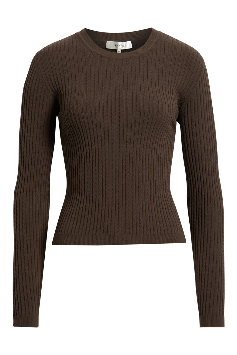 The Fine Cable Sweater, Alternate, color, COFFEE
