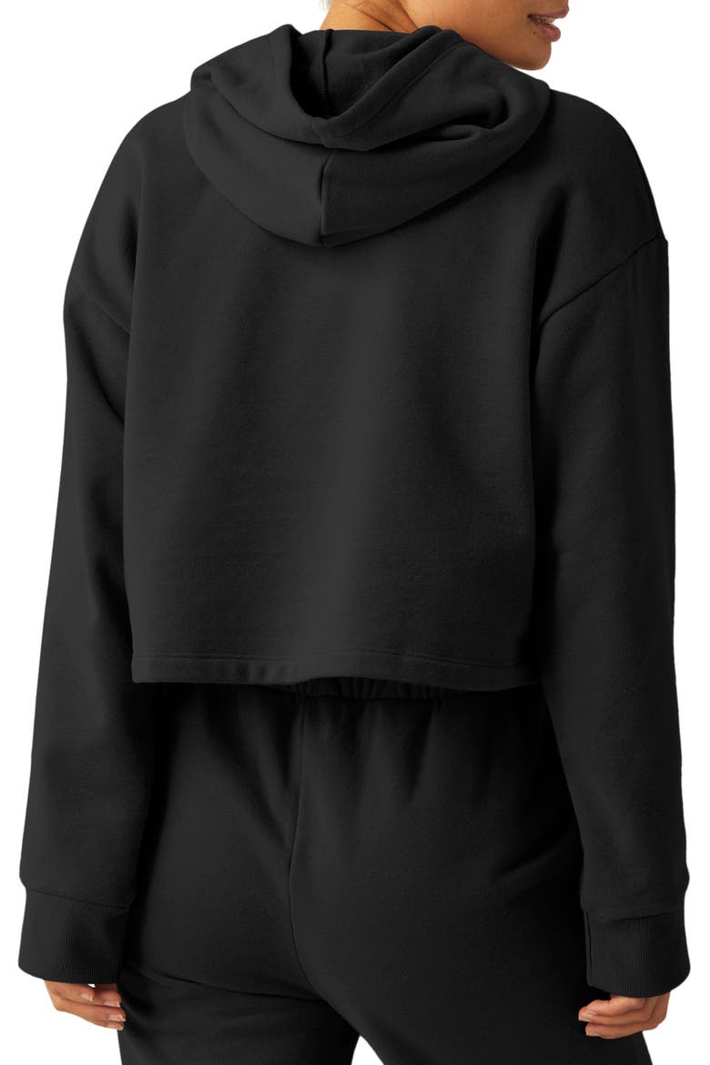 Happiness Crop Hoodie, Alternate, color, BLACK