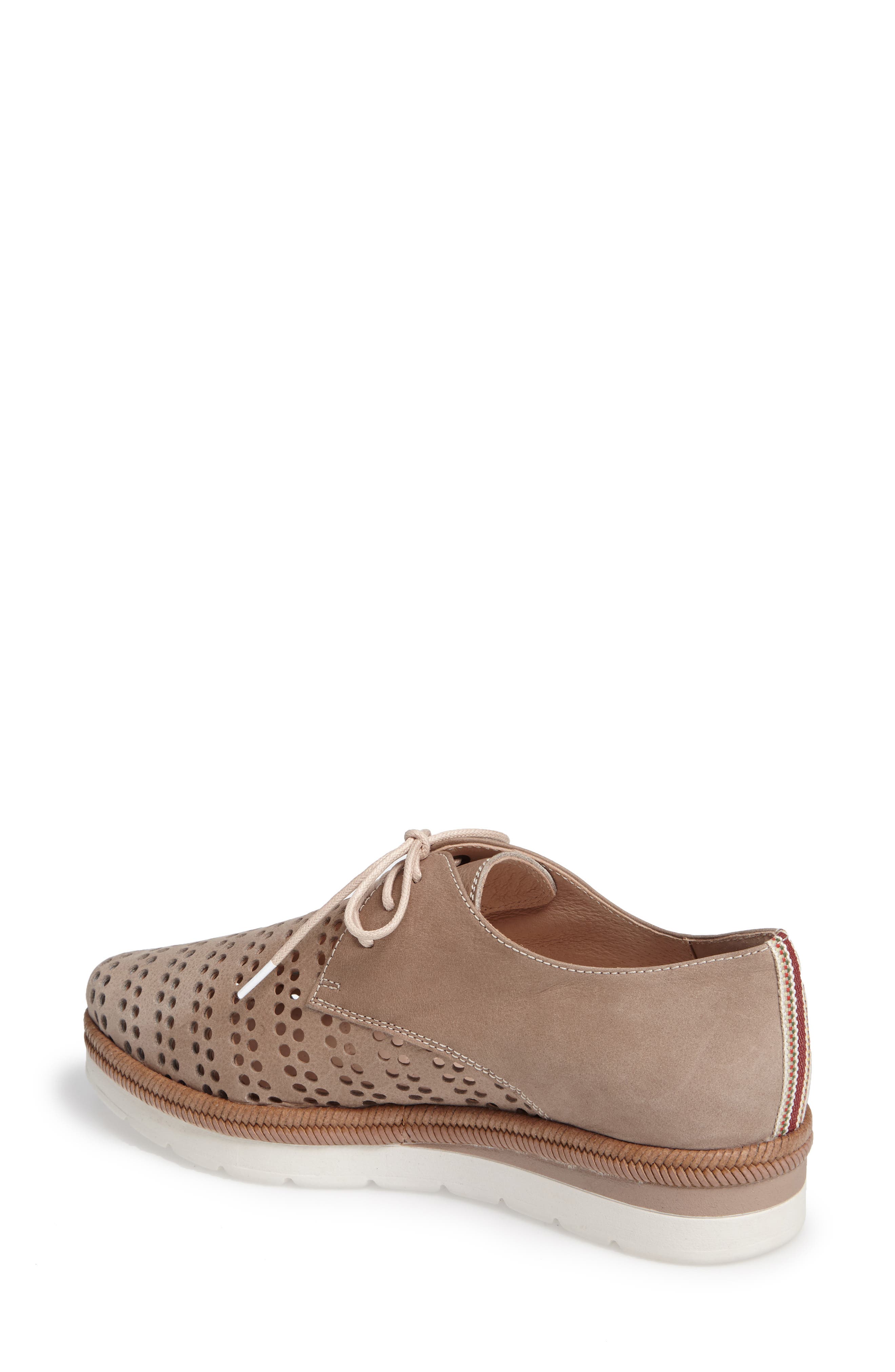 'Laken' Perforated Platform Derby, Alternate, color, PEACH KHAKI LEATHER