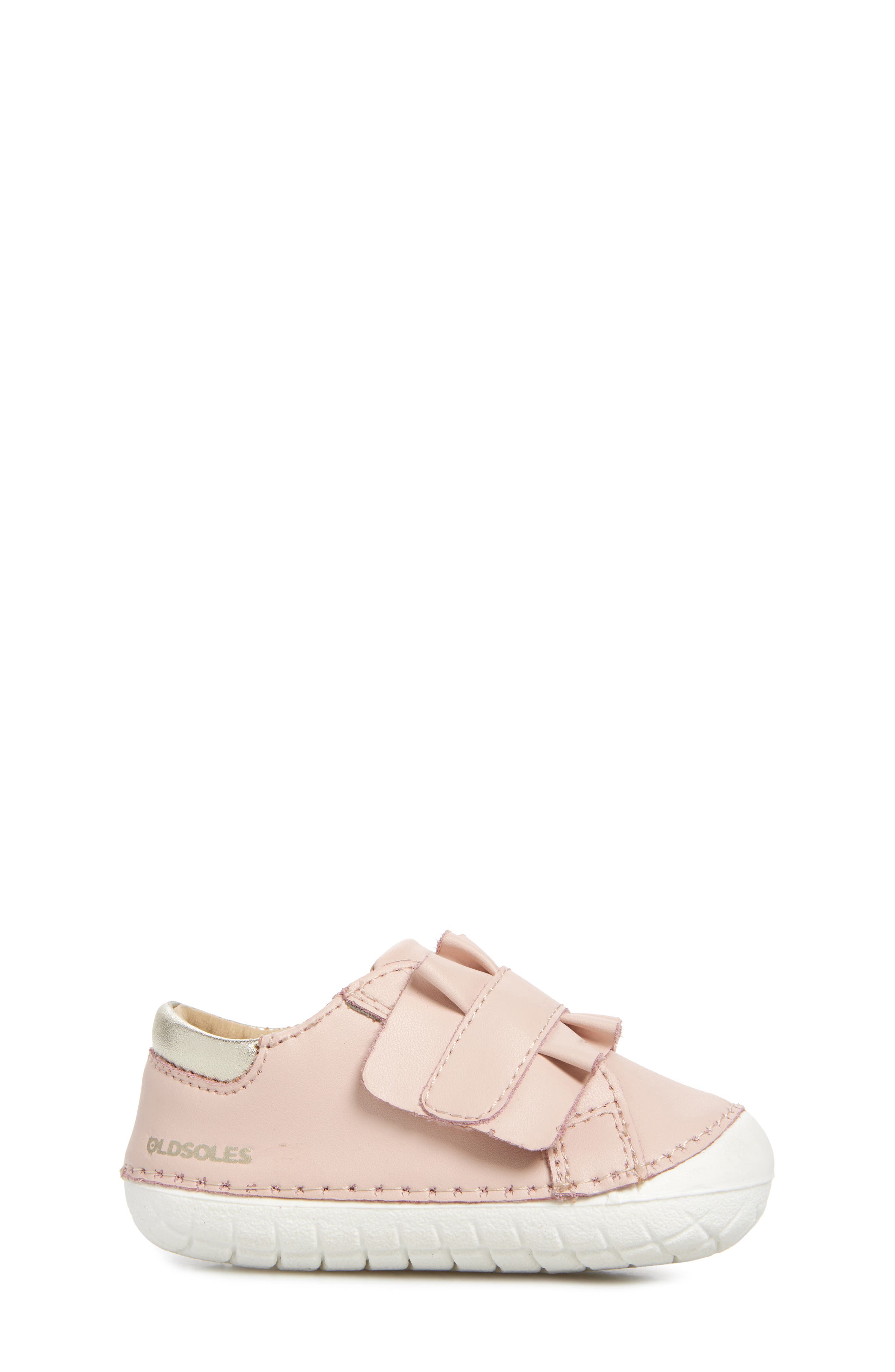 OLD SOLES Kids' Ruffle Strap Leather Sneaker, Alternate, color, Powder Pink / Gold