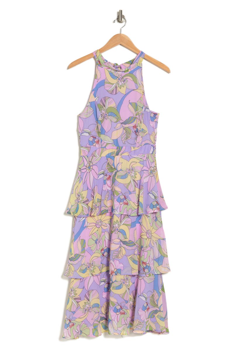 Tahari ASL Floral Tiered Dress, Alternate, color,