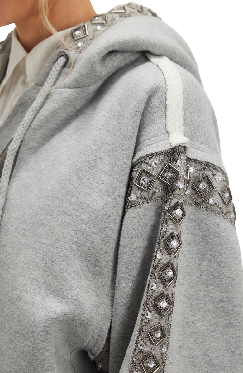 Free People Midnight Sparkle Embellished Graphic Hoodie, Alternate, color, Heather Grey