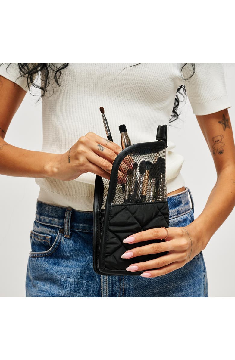 URBAN EXPRESSIONS HANDBAGS Makeup MVP - Quilted Nylon Brush Holder, Main, color, Black
