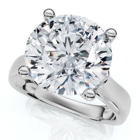 Certified 4 1/3Ct Round Diamond Engagement Ring With Accents 14k Gold Lab Grown