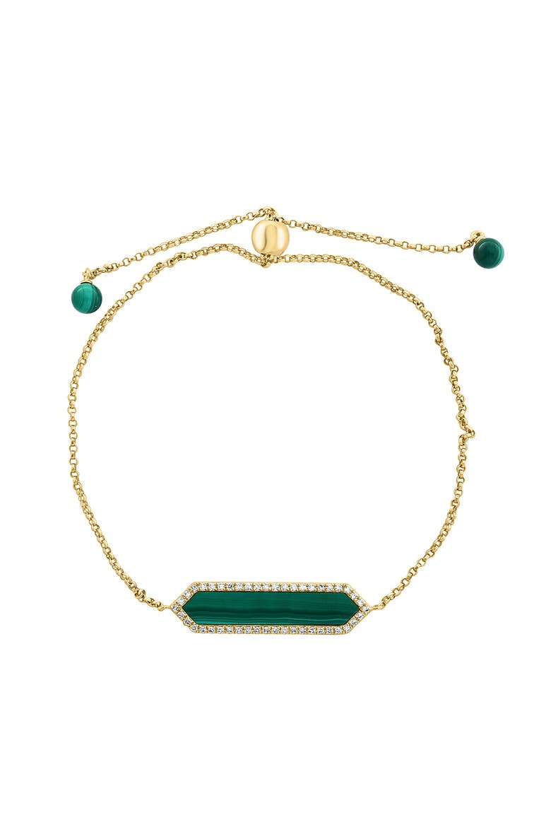 14K Yellow Gold Diamond,Malachite Bracelet, Main, color, Hematite and FW Blush Pearl