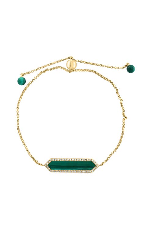 14K Yellow Gold Diamond,Malachite Bracelet