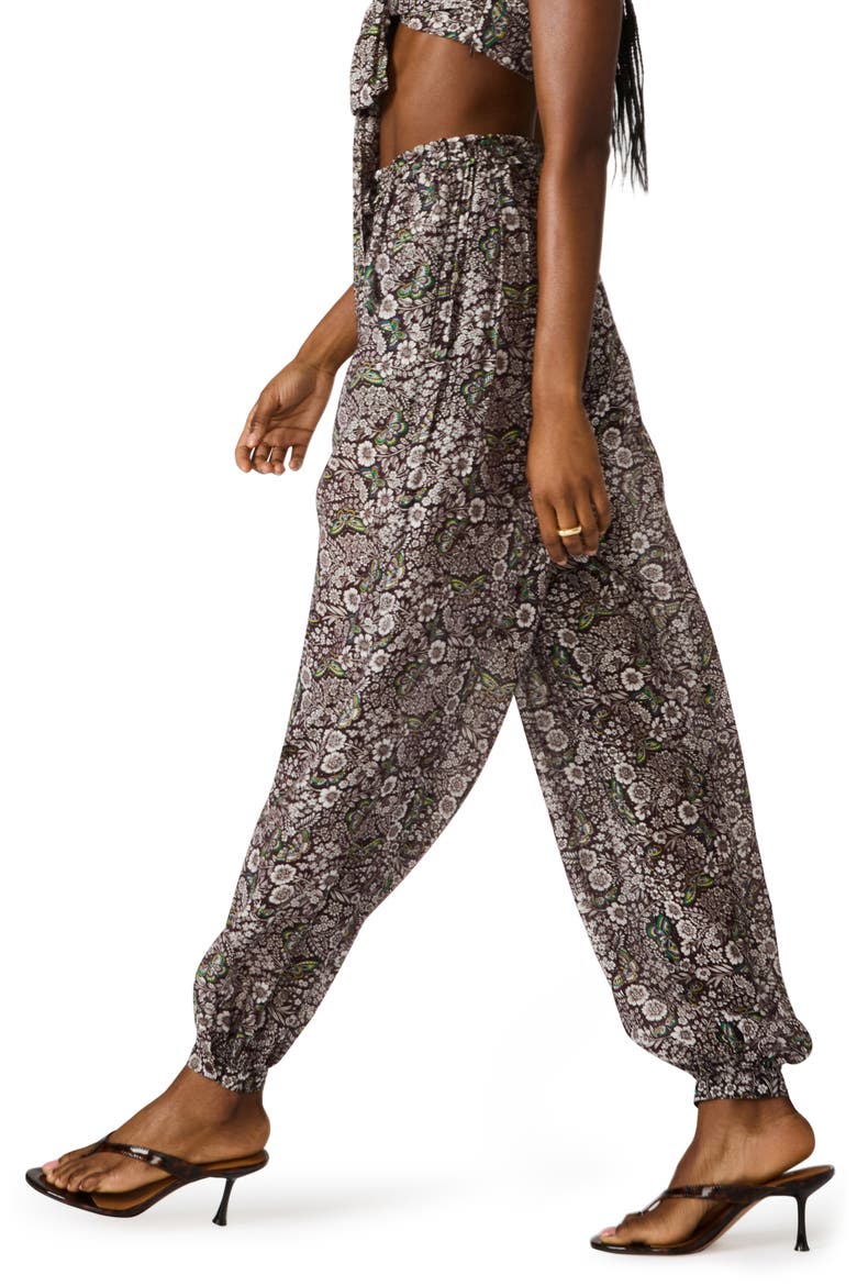 Livy Print Balloon Pants, Alternate, color, BLACK/ FOREST GREEN