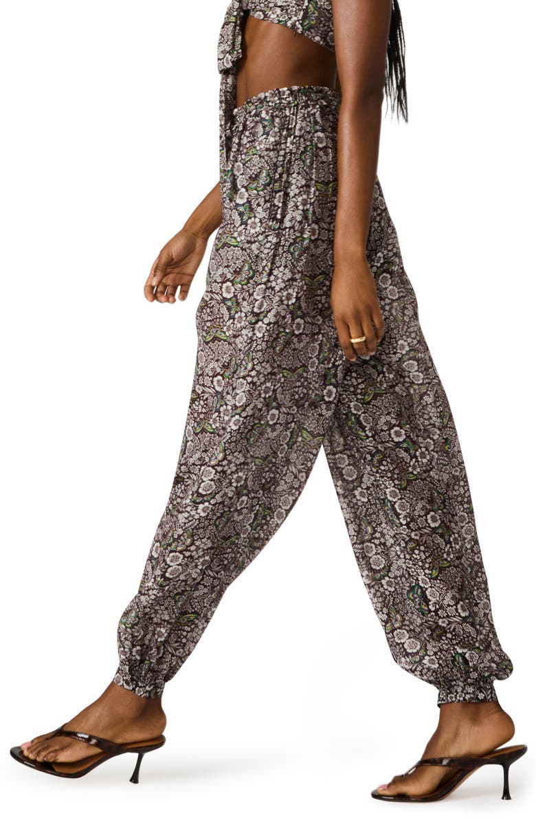 Steve Madden Livy Print Balloon Pants, Alternate, color, Black/ Forest Green