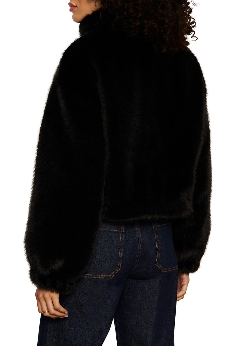 Everest Faux Fur Bomber Jacket, Alternate, color, BLACK