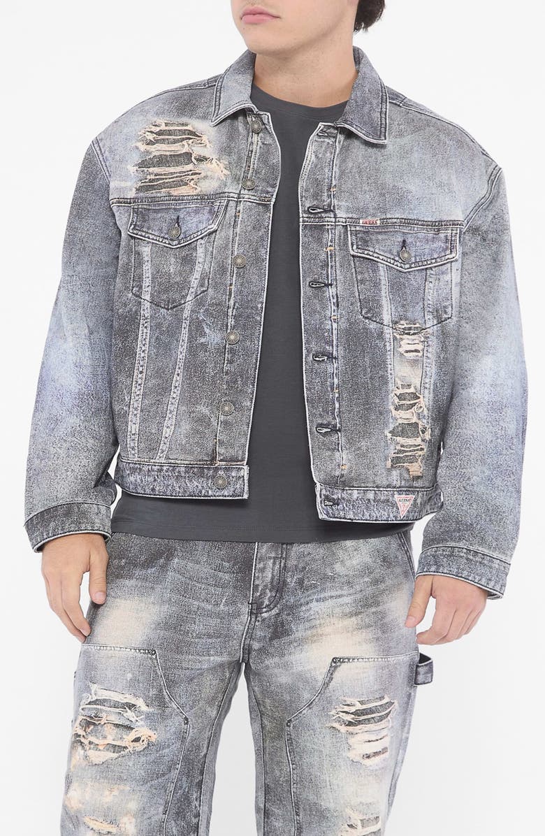 GUESS ORIGINALS Go Print Denim Trucker Jacket, Main, color, 